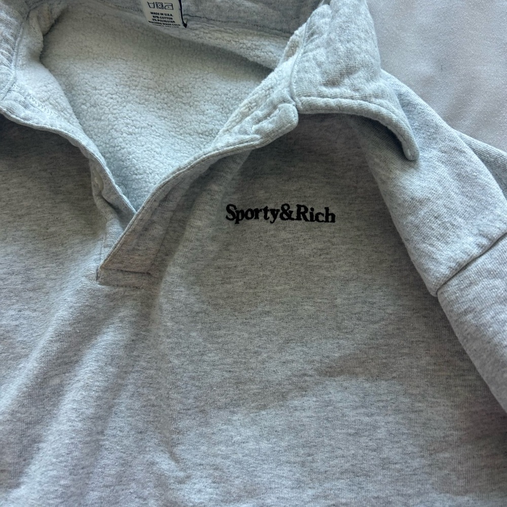Sporty & Rich Gray Quarter-Zip Pullover